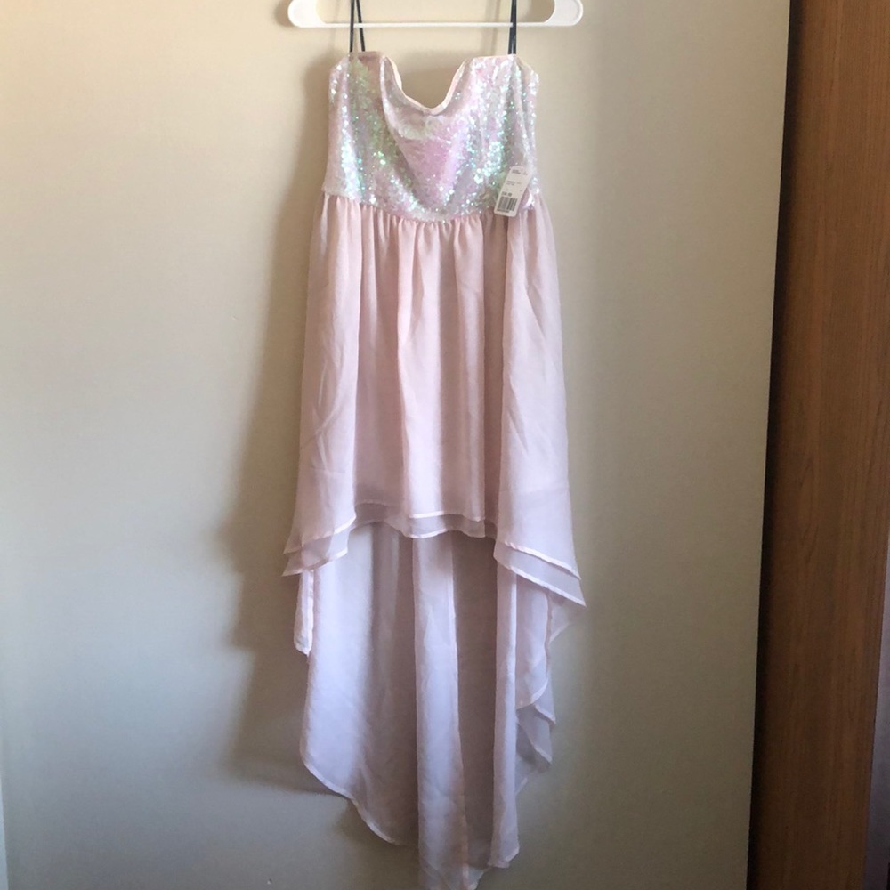 Light pink high to low dress